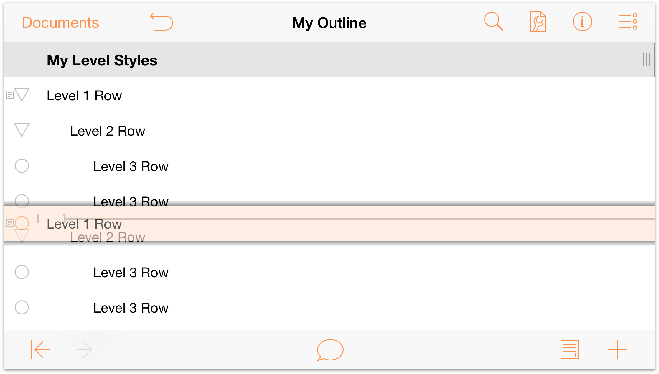 Moving a row by dragging it to another location