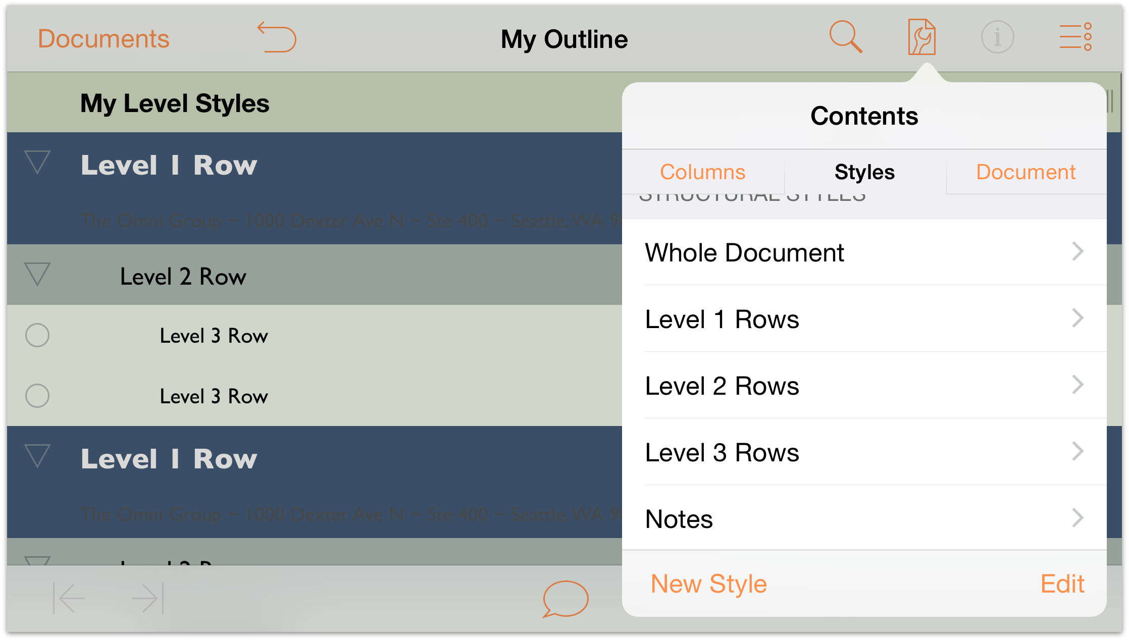 The Contents menu