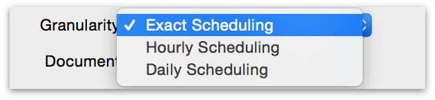 Granularity in the Project Information inspector.