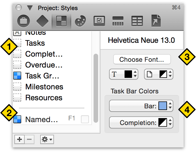 The Project Styles inspector.