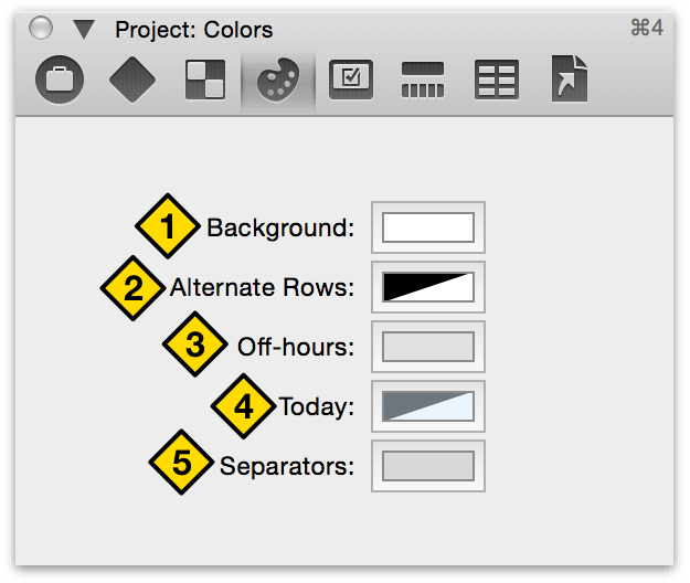 The Project Colors inspector.