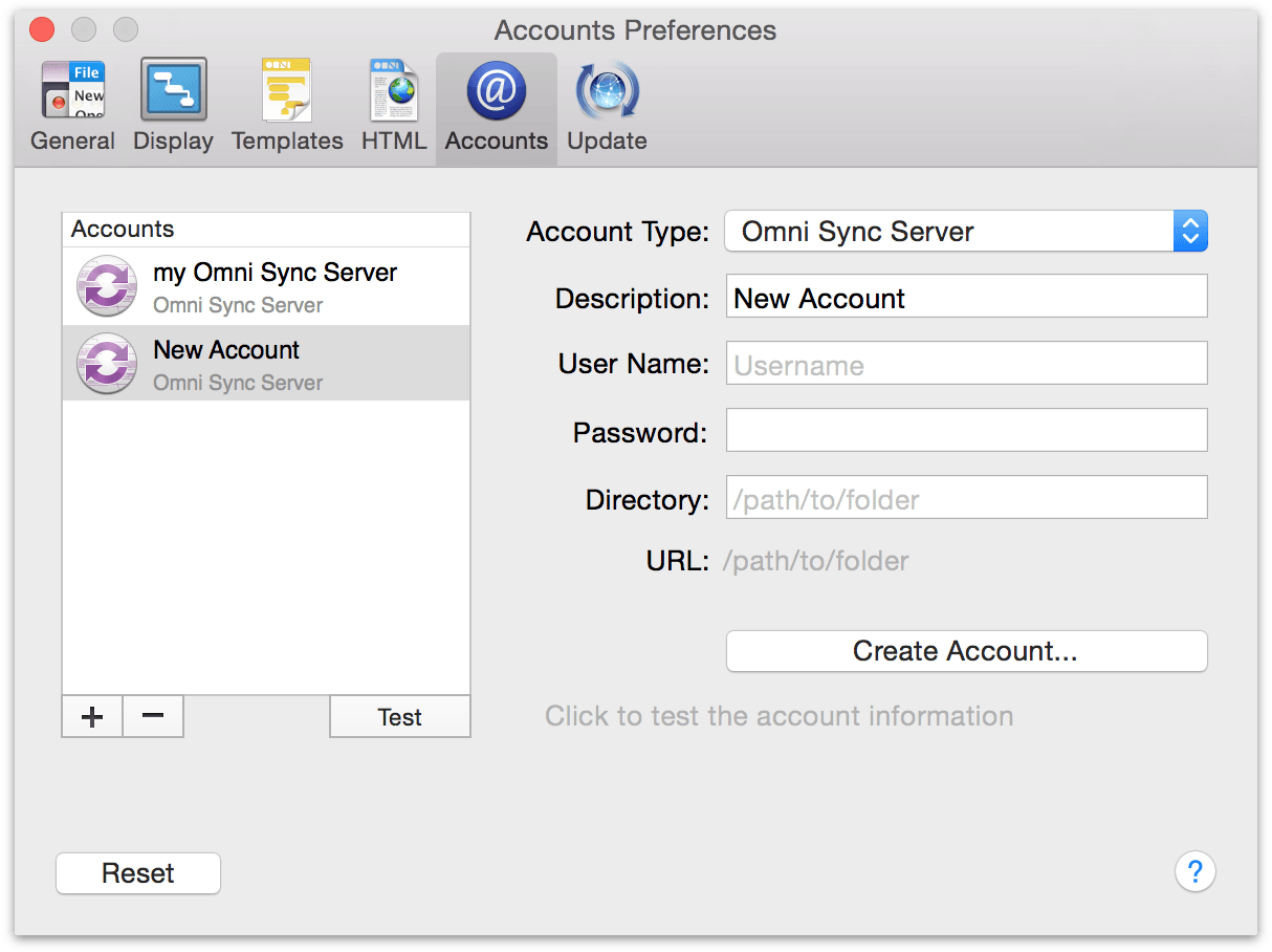 Sync Account Creation in Preferences for OmniPlan 2 for Mac