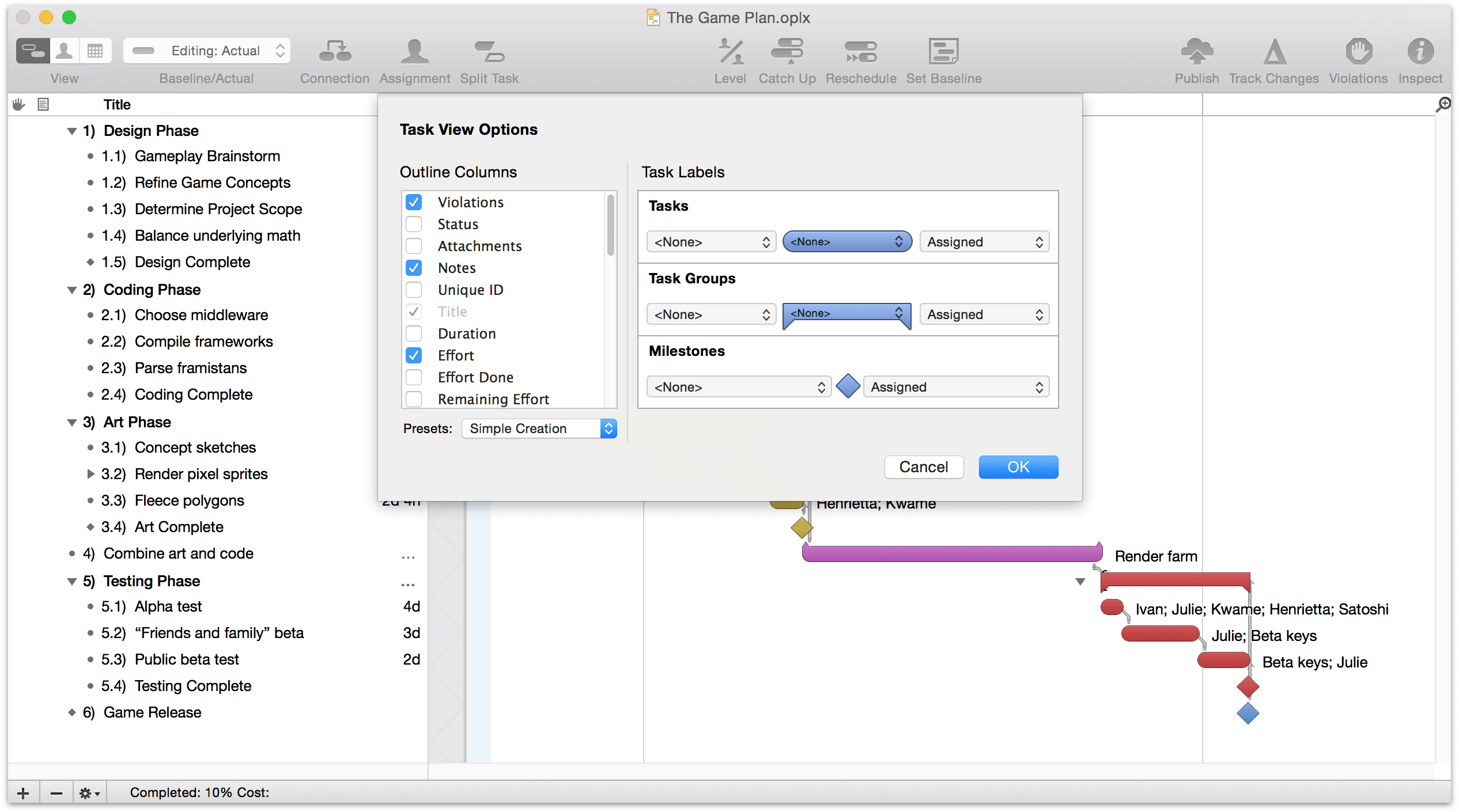 omniplan setup vacation and holidays