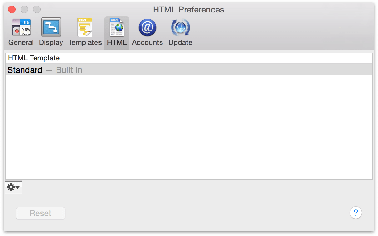 The HTML preference pane.