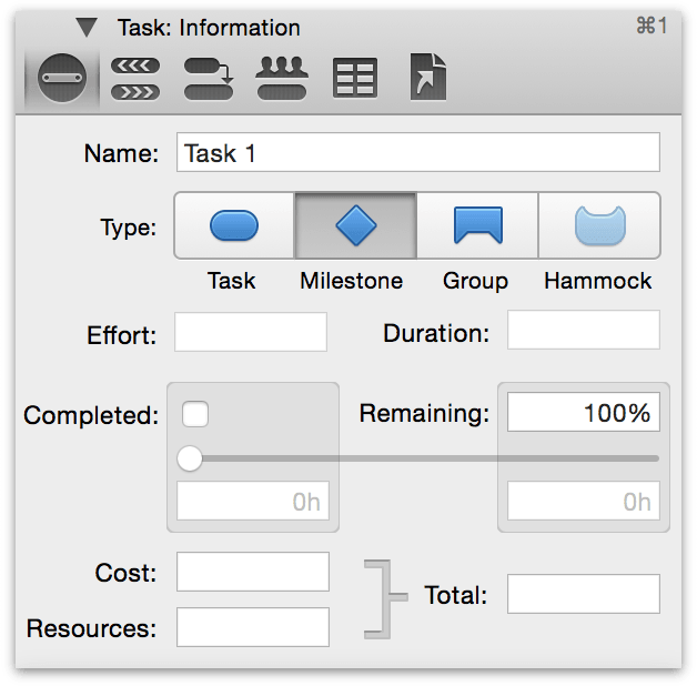 Change a task to a milestone in the Task Information inspector.