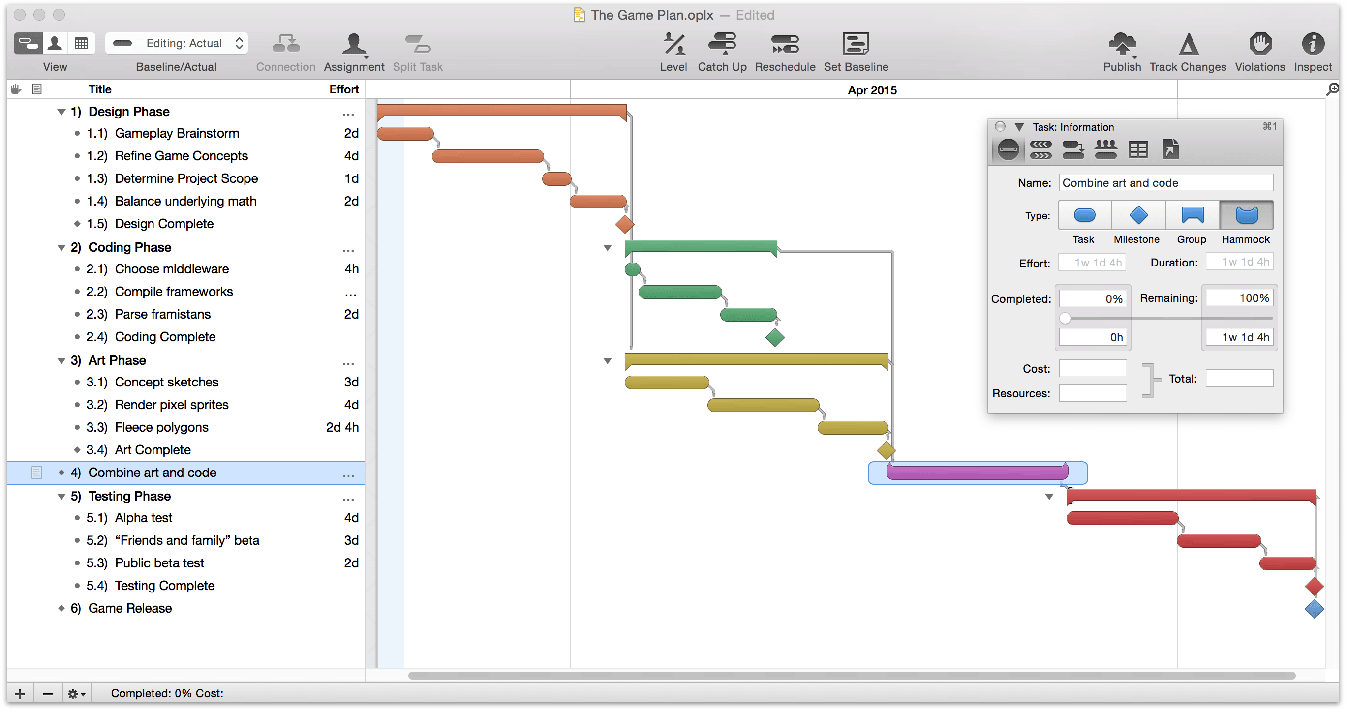 omniplan export to project