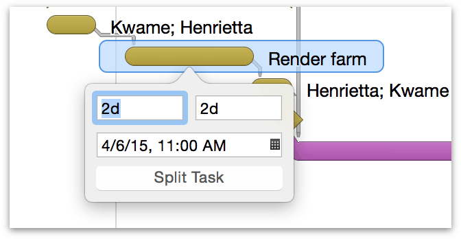 A task ready for splitting via the contextual menu.