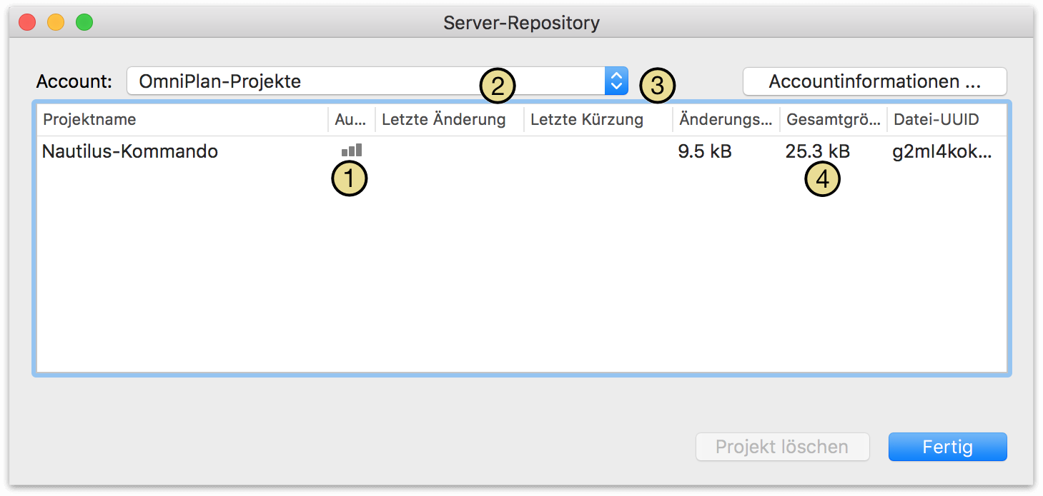 Fenster „Server-Repository“