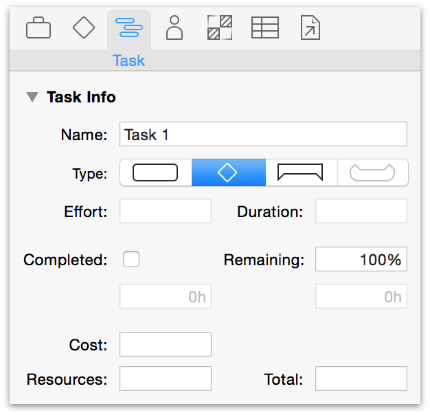 Change a task to a milestone in the Task Information inspector.