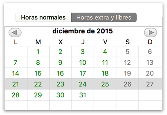 Vista general del calendario del proyecto.