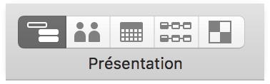 Passage à la présentation Tâches à l’aide du sélecteur de présentations dans la barre d’outils.