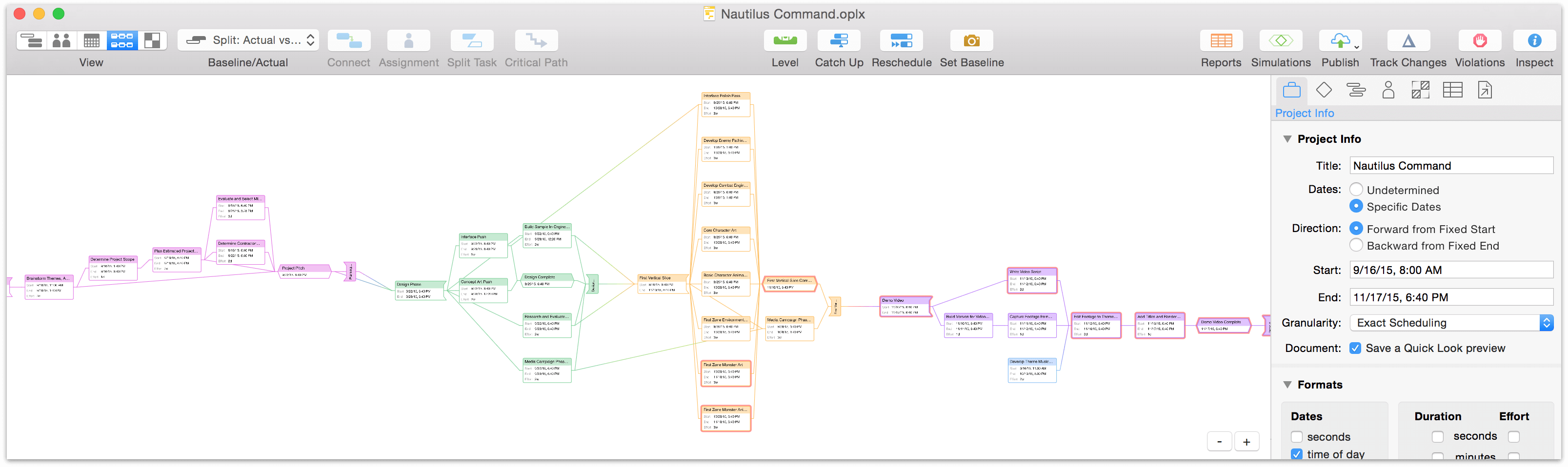 A Project in Network View in OmniPlan 3.