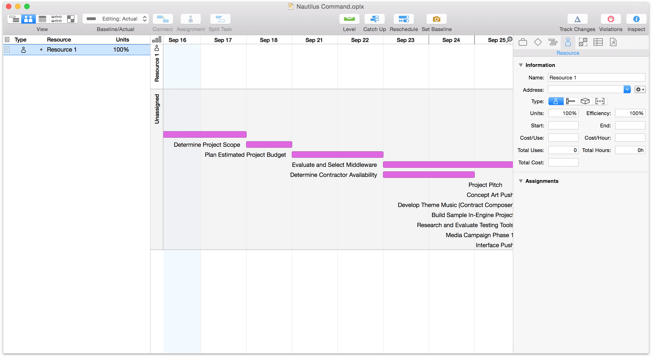 The single default resource that comes with a newly created project, as seen in resource view.