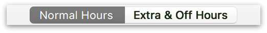 The toggle between normal hours and extra or off hours in Calendar View.