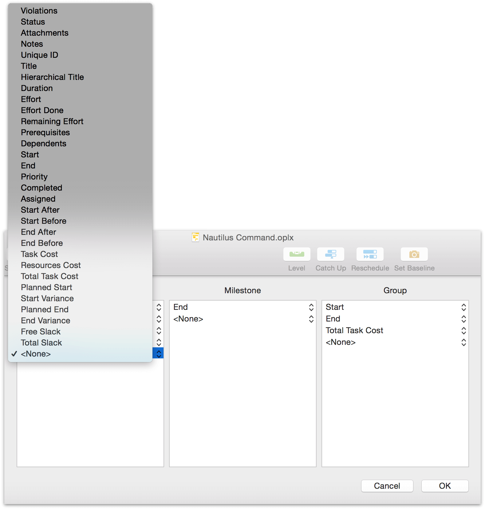 View options in Network View.