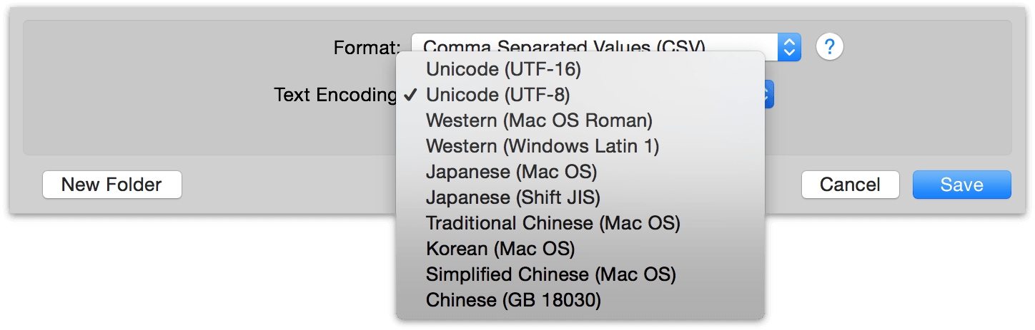 Encoding options for CSV export in OmniPlan 3.