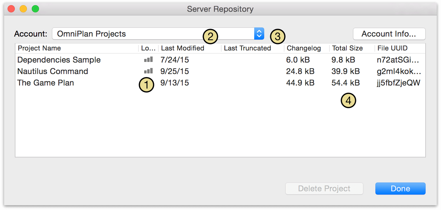 The Server Repository window.