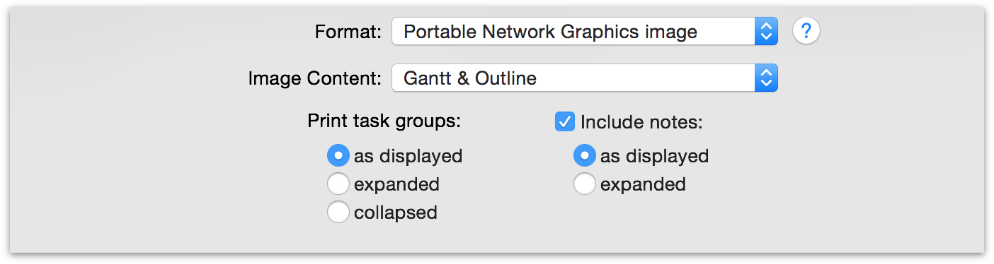Customization options for image export in OmniPlan 3.