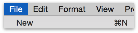 Creating a new project in the File menu.