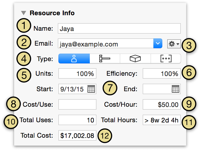 The Resource Information section of the Resource inspector.