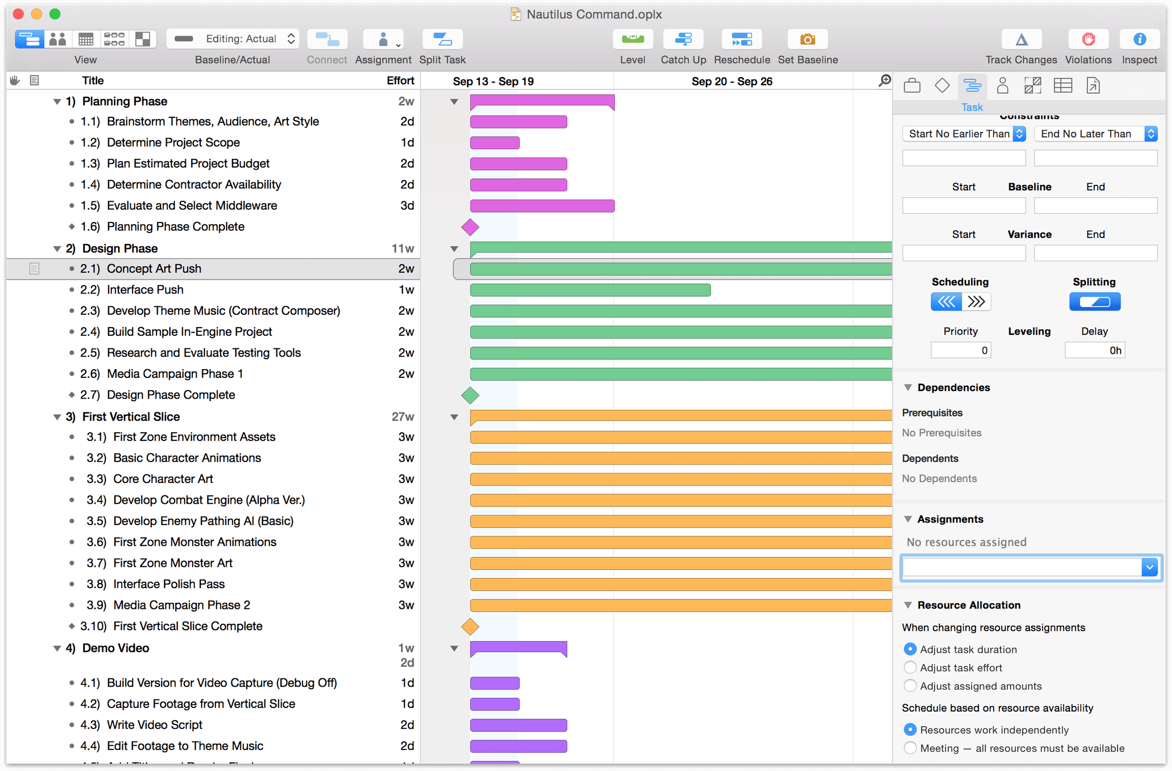 how to backdate a project in omniplan