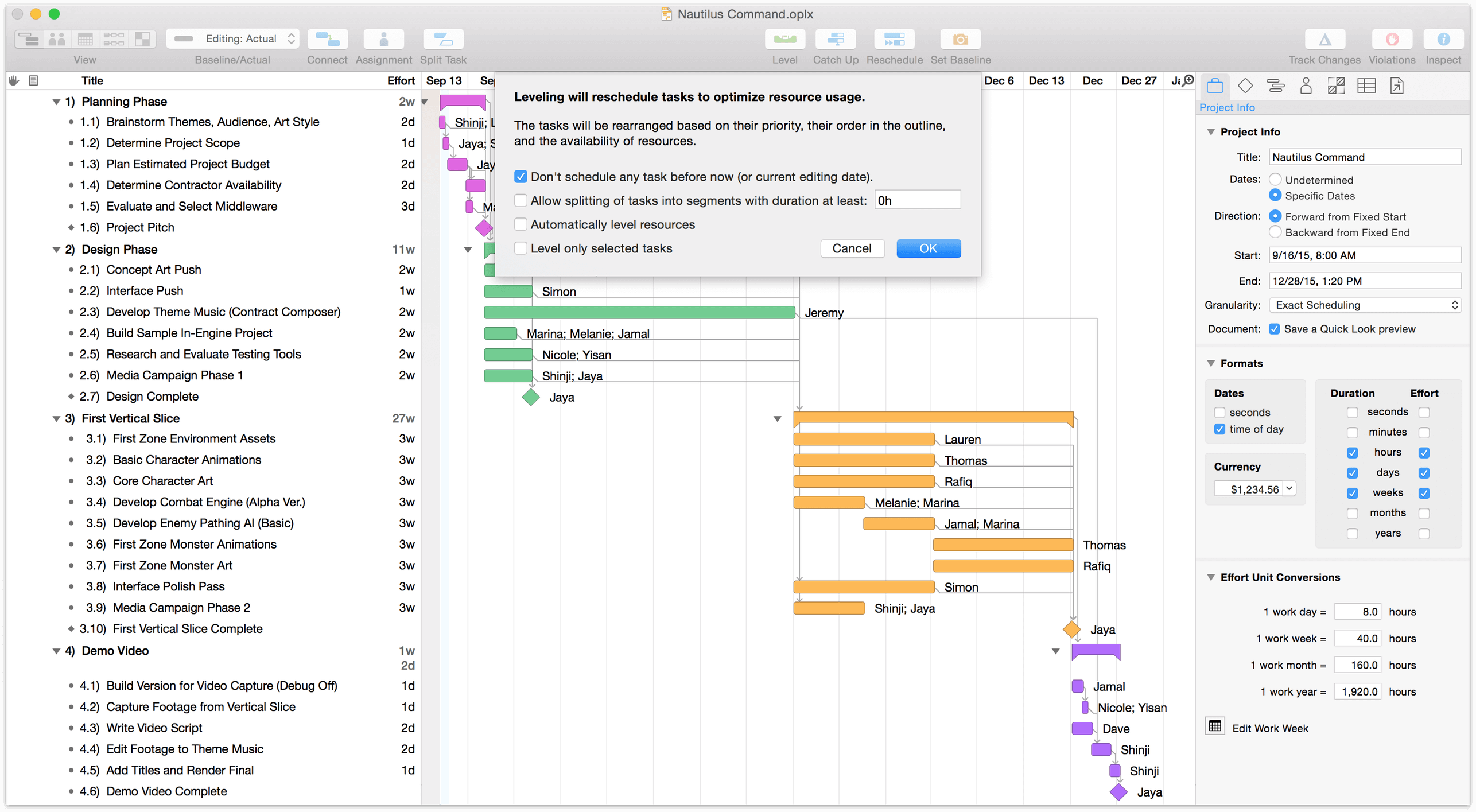 omniplan calendar sync