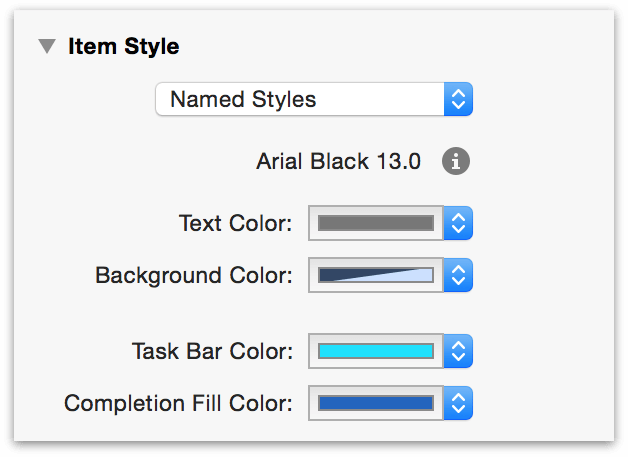 Item Styles in the Styles Inspector.