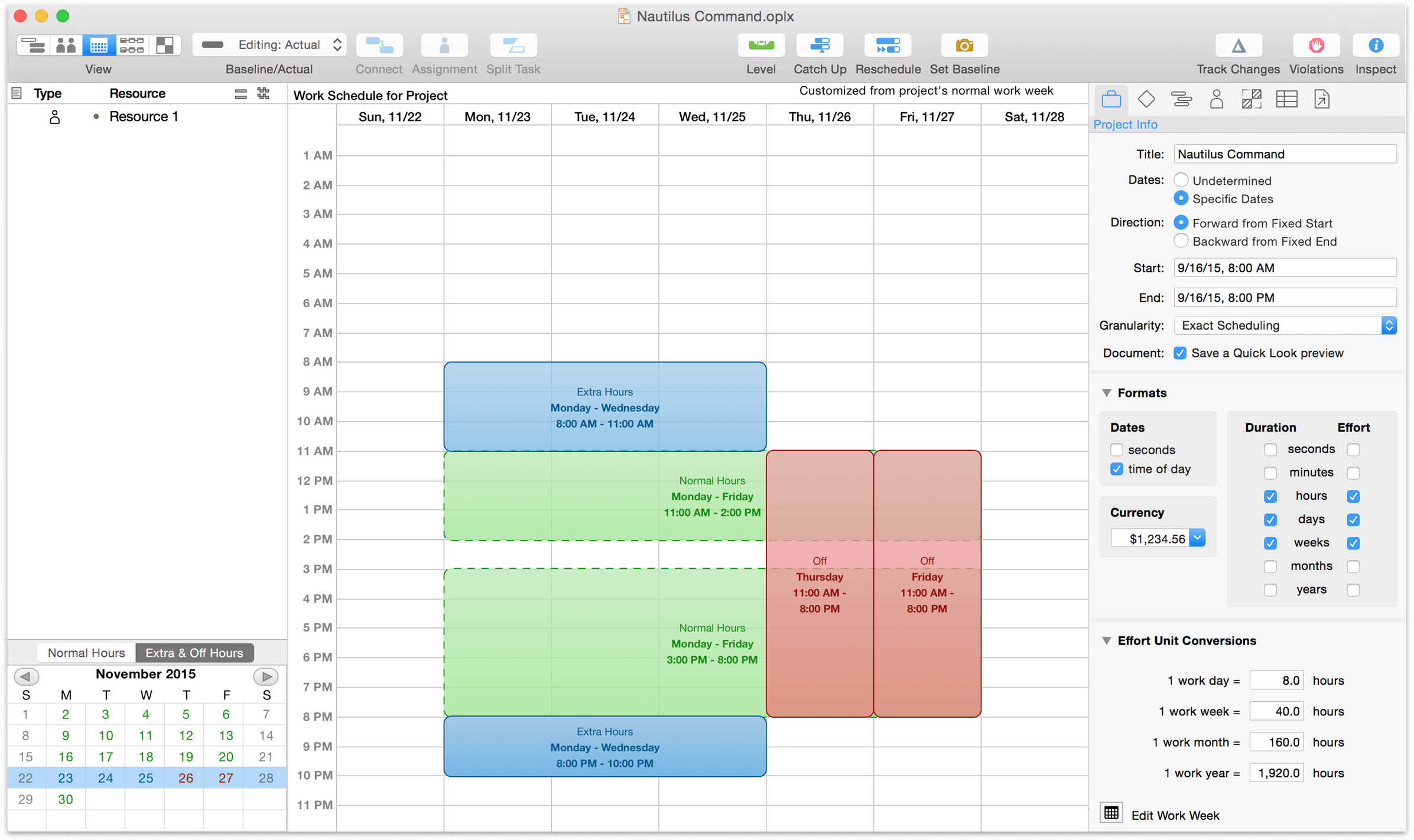 The week of November 23-27 with exceptions added.