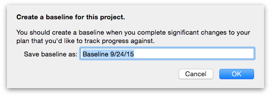 Setting a baseline in OmniPlan 3.