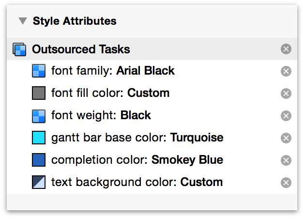 Attributes in the Styles inspector.