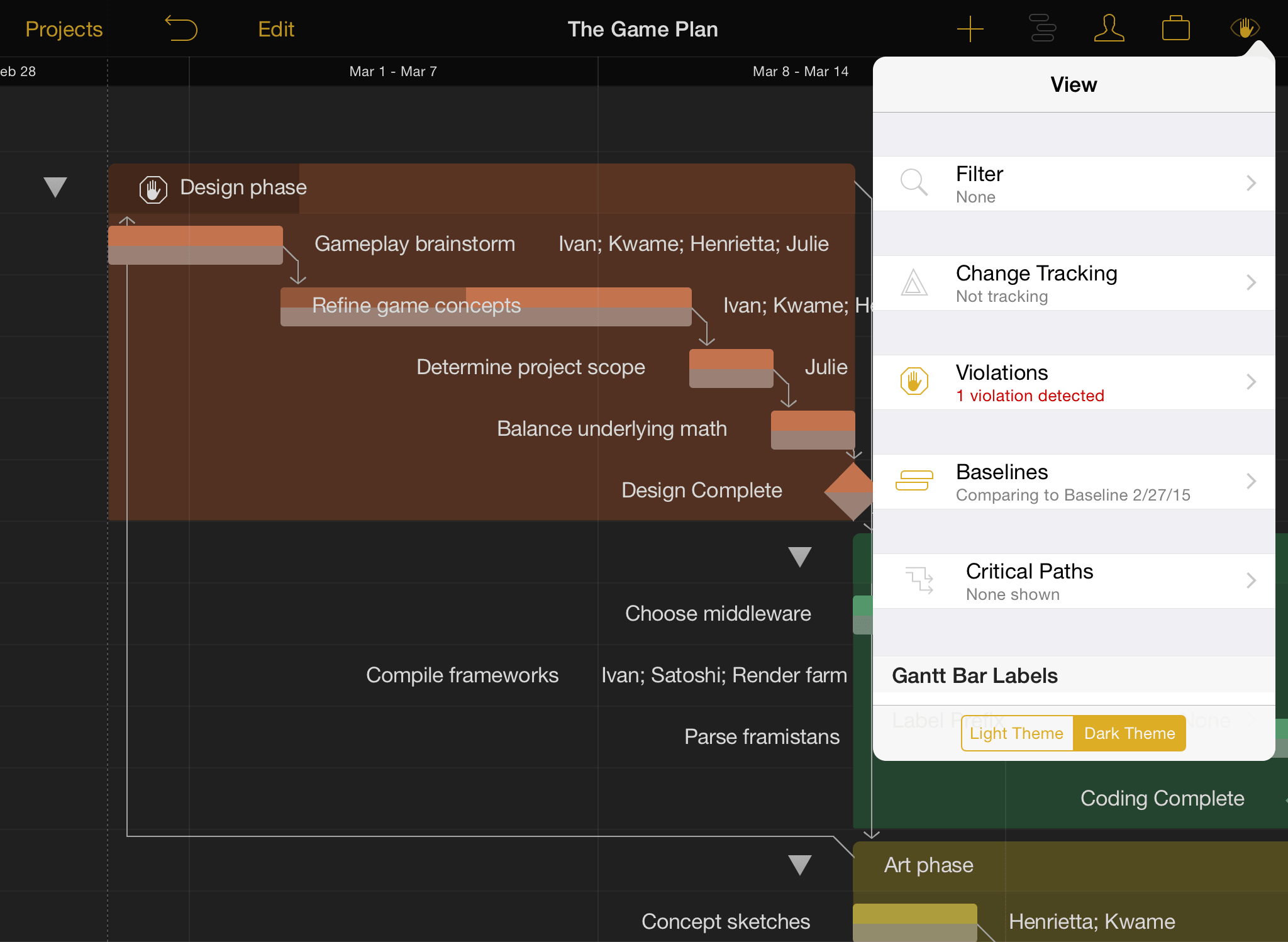 omniplan split task