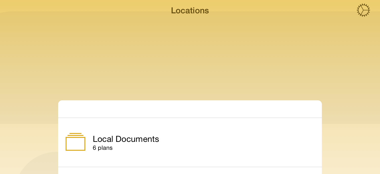 The Locations screen of the document browser.