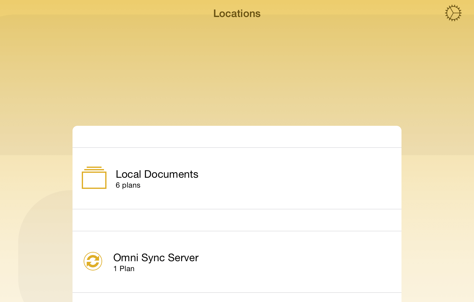 An Omni Sync Server server repository account is visible on the Locations screen.