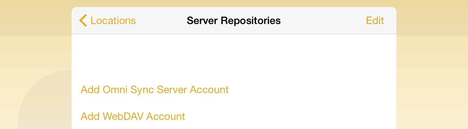 The types of server repository available are Omni Sync Server and custom WebDAV.