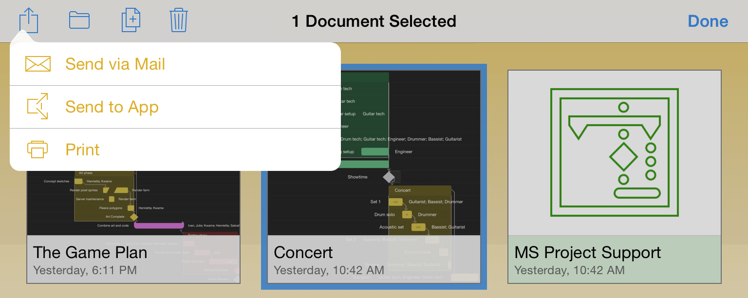 Choosing a Send destination for the selected file.