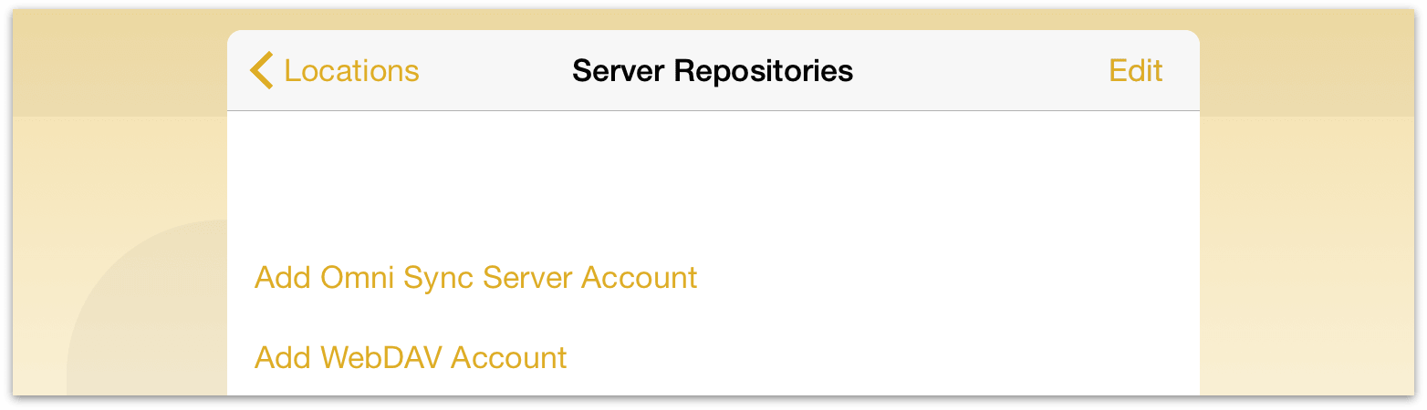 The types of server repository available are Omni Sync Server and custom WebDAV.