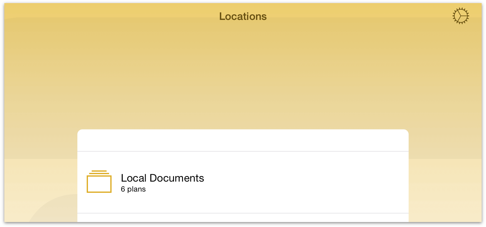 The Locations screen of the document browser.