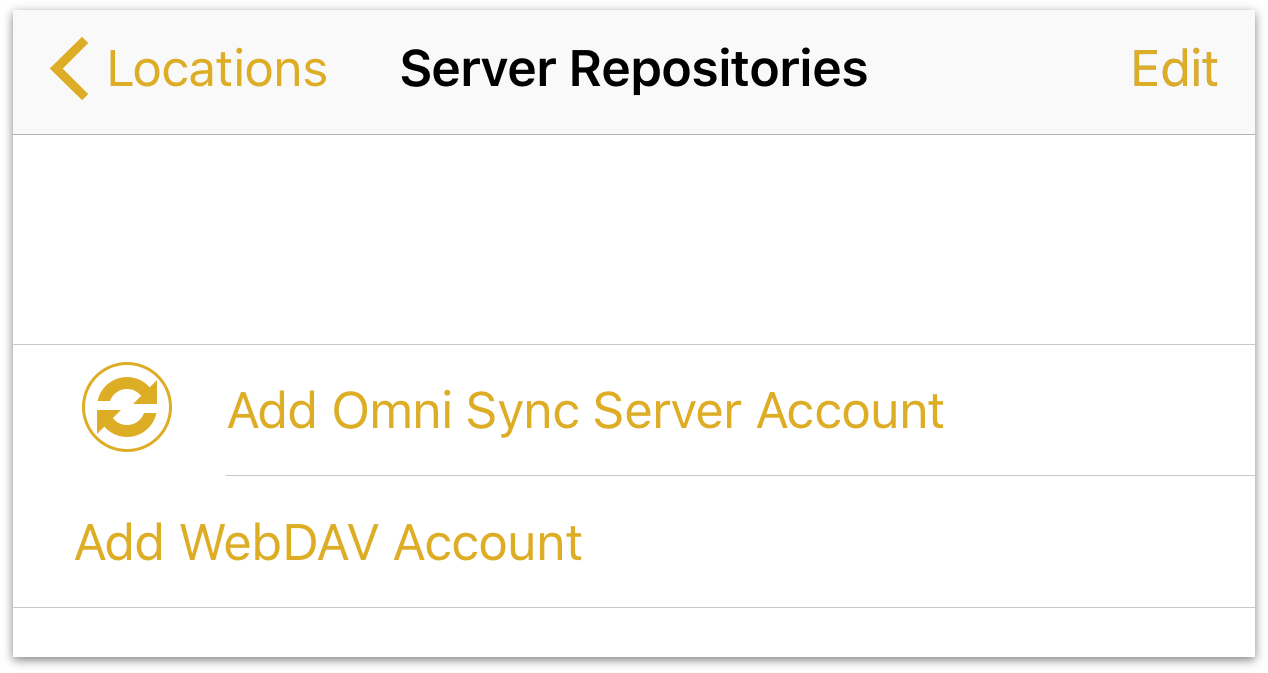 The types of server repository available are Omni Sync Server and custom WebDAV.
