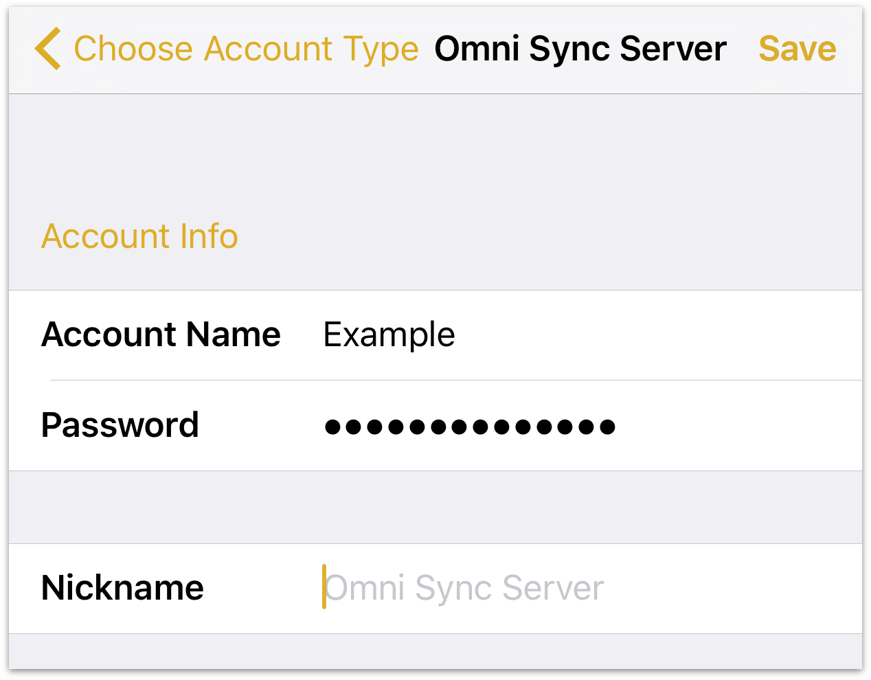 Enter the credentials for your Omni Sync Server account.