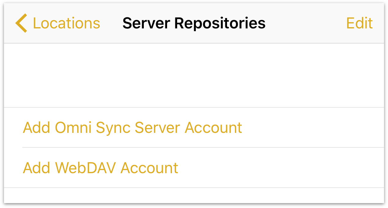 The types of server repository available are Omni Sync Server and custom WebDAV.