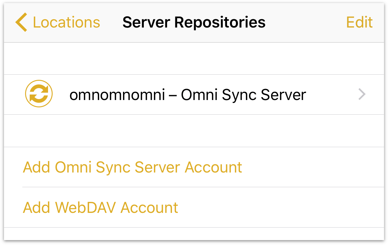 Choosing a server repository account to connect to.