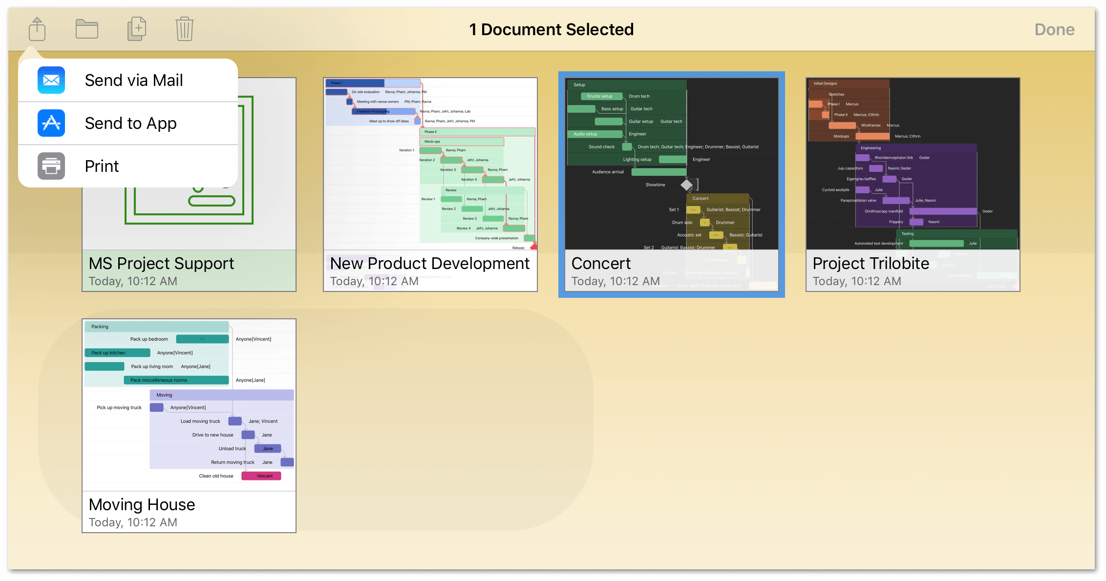 Choosing a Send destination for the selected file.