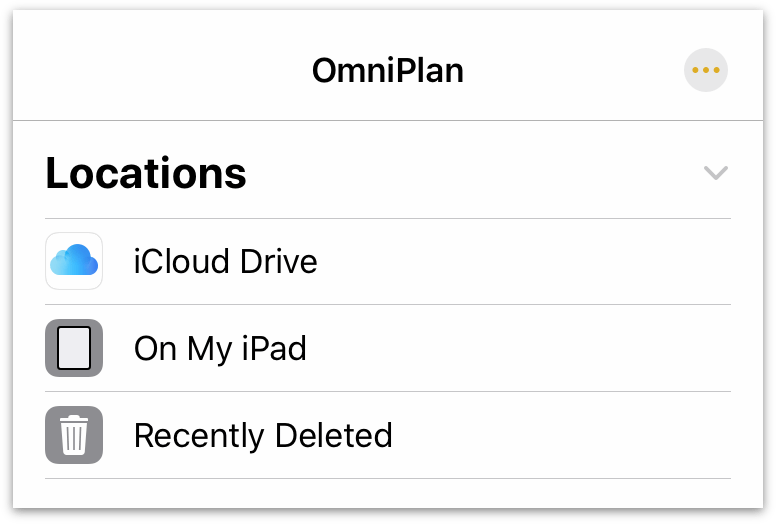 The Locations list in the iOS document browser.