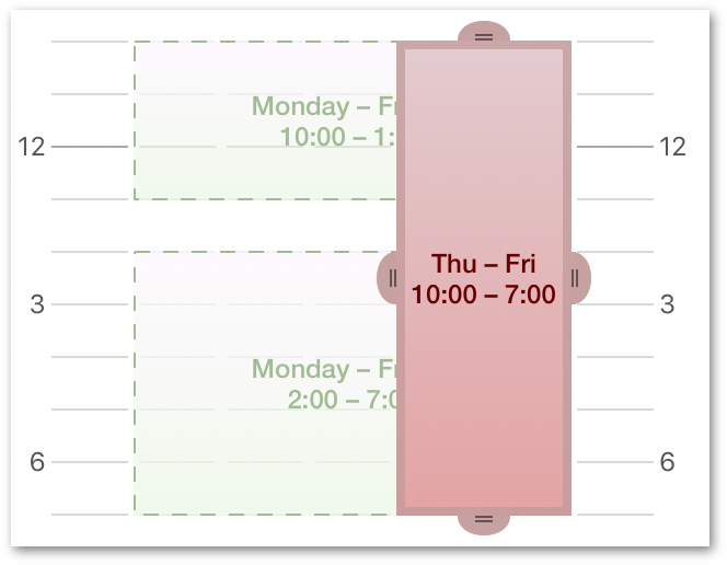 Thursday and Friday are blocked as time off from 10 a.m. to 7 p.m.