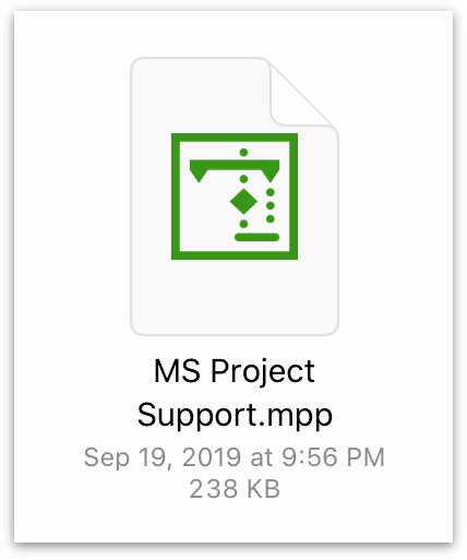 The icon indicating that a file is a Microsoft Project .mpp file that hasn&#8217;t been imported to OmniPlan&#8217;s native .oplx format.
