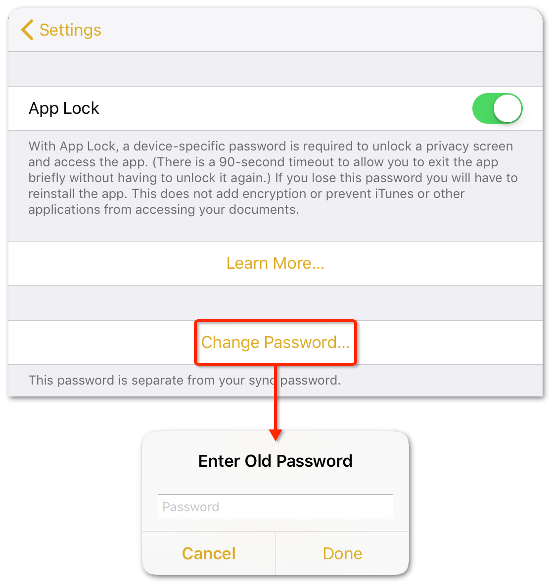 Changing your App Lock password.