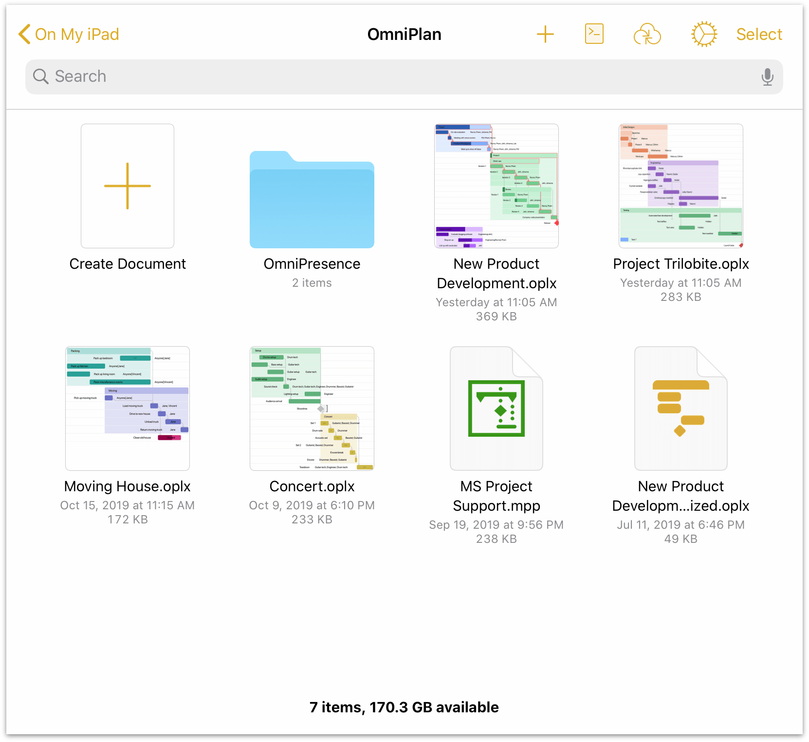 The pane used for browsing the contents of a location in the document browser.