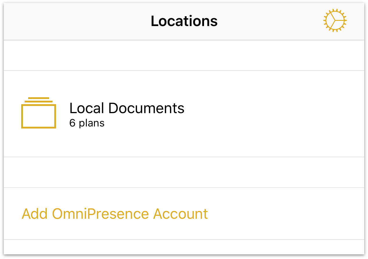 The Locations screen with Add OmniPresence Account displayed.