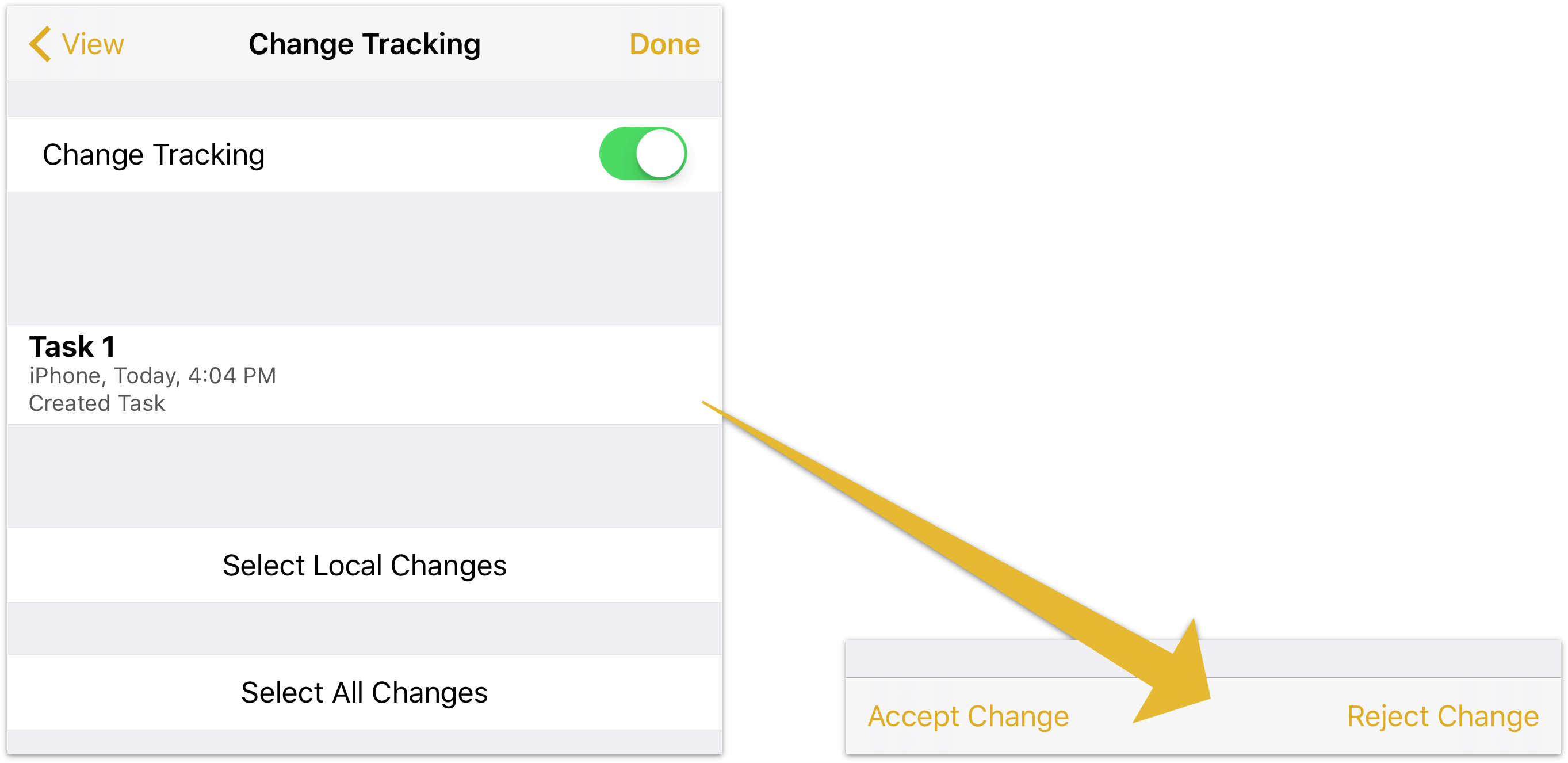 Choosing a server repository account to connect to.