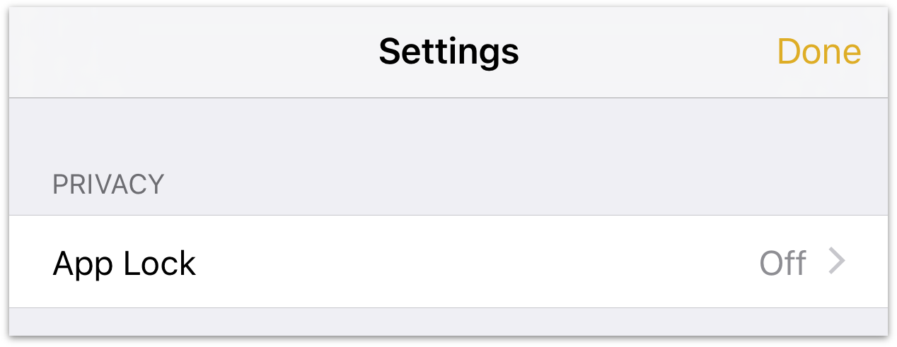 The OmniPlan 3 for iOS Settings screen, with App Lock turned off by default.